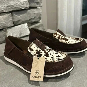 Ariat Cruiser Cow Print Chocolate Chip,Suede, Spotted Hair,EVA midsole,Duratread